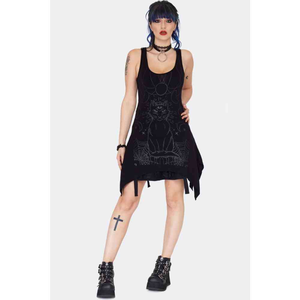Jawbreaker - Mystic Cat Tie Back Tunic Haut sans manches - Noir